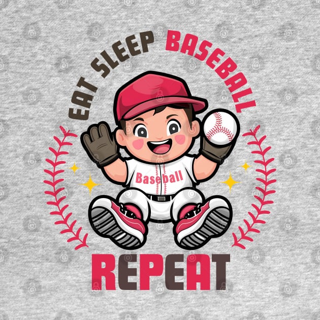 Eat sleep baseball repeat by Furpo Design